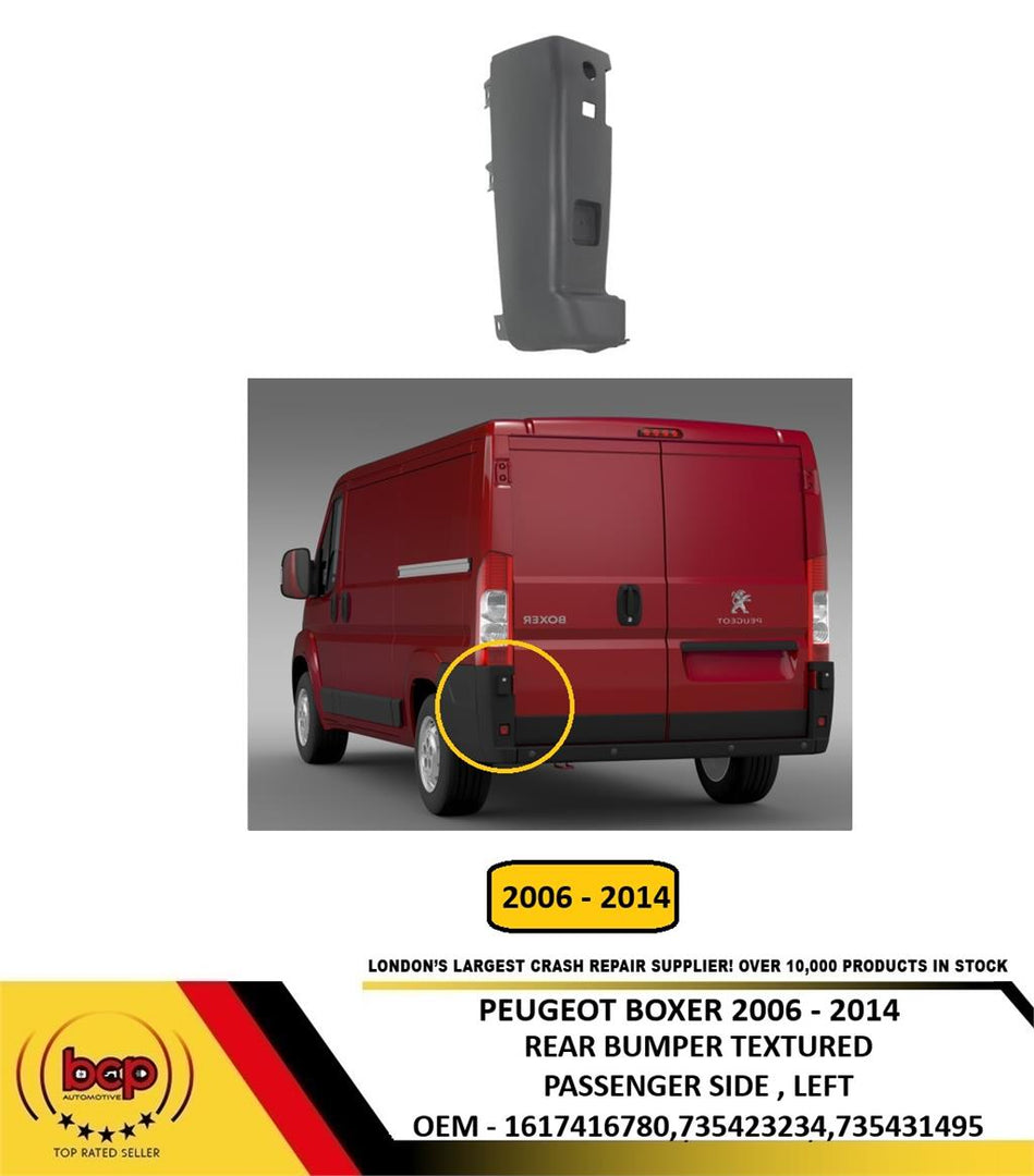 PEUGEOT BOXER 2006–2014 REAR BUMPER END CAP CORNER NOT MAXI MODEL PASSENGER LEFT