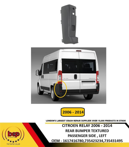 CITROEN RELAY 2006–2014 REAR BUMPER END CAP CORNER NOT MAXI MODEL PASSENGER LEFT