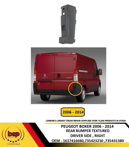 PEUGEOT BOXER 2006–2014 REAR BUMPER END CAP CORNER NOT MAXI MODELS DRIVER RIGHT