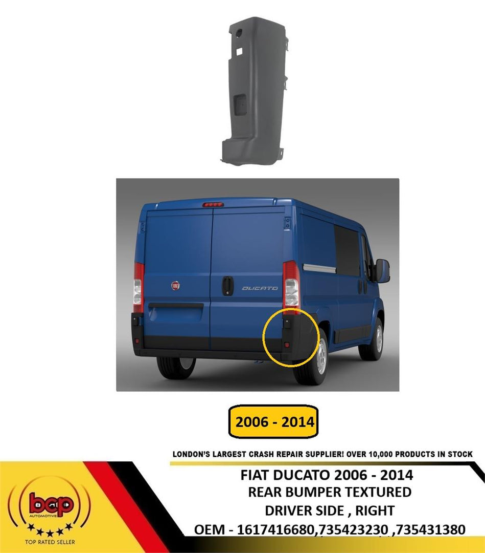 FIAT DUCATO 2006–2014 REAR BUMPER END CAP CORNER NOT MAXI MODELS DRIVER RIGHT