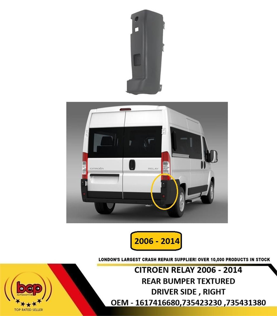 CITROEN RELAY 2006–2014 REAR BUMPER END CAP CORNER NOT MAXI MODELS DRIVER RIGHT