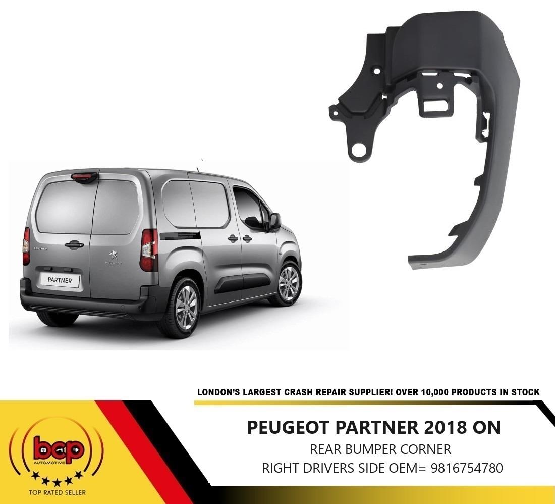 PEUGEOT PARTNER 2018 ONWARDS REAR BUMPER CORNER END CAP TEXTURED RIGHT DRIVERS
