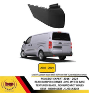 PEUGEOT EXPERT 2016-2024 REAR BUMPER ENDCAP BLACK LWB MODELS PASSENGER LEFT