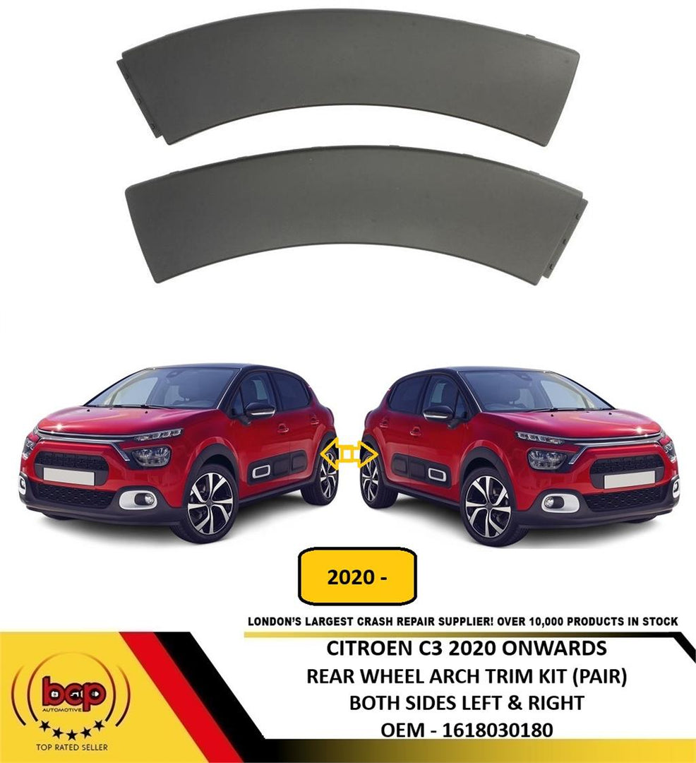 CITROEN C3 2020 ON REAR BUMPER WHEEL ARCH TRIM MOUDLING KIT SET FOR BOTH SIDES