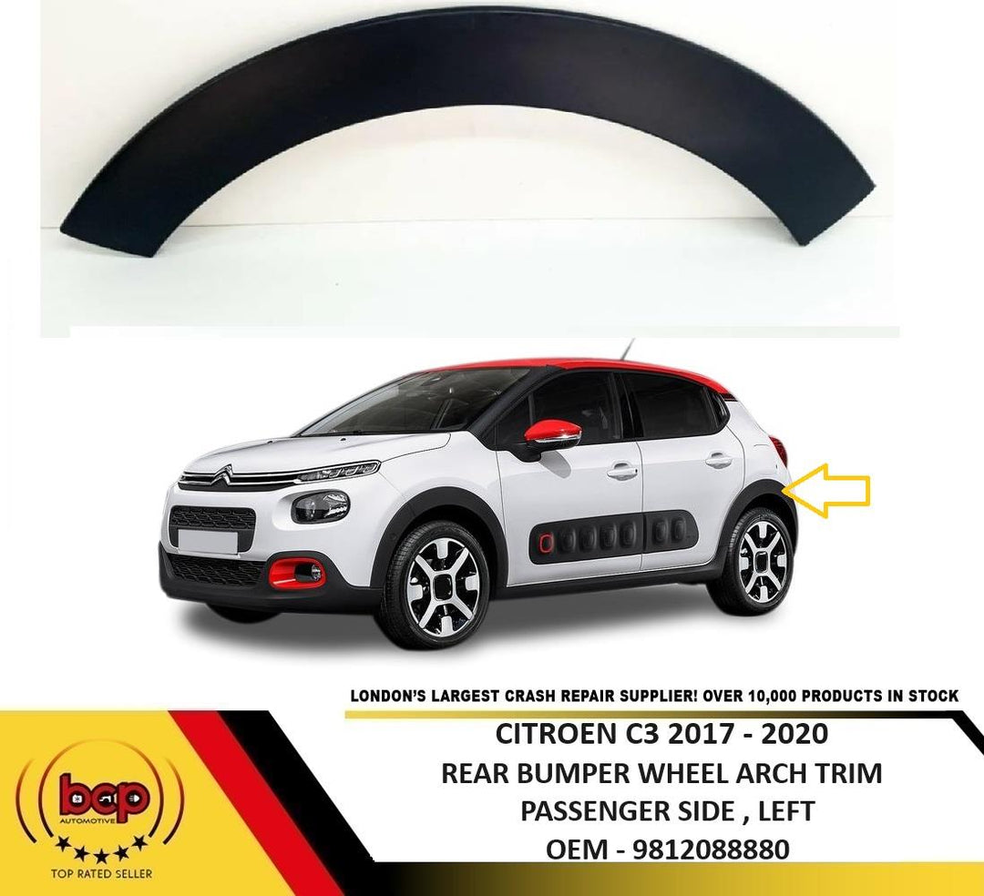CITROEN C3 2017– 2020 REAR WHEEL ARCH TRIM MOUDLING PASSENGERS SIDE QUATER PANEL