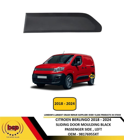 CITROEN BERLINGO VAN 2018 - 2024 SLIDING DOOR MOULDING BLACK PASSENGER SIDE LEFT