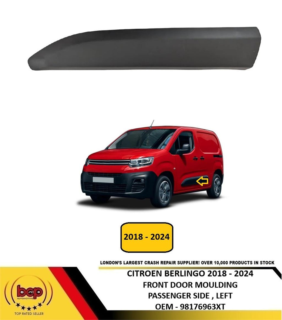 CITROEN BERLINGO VAN 2018 - 2024 FRONT DOOR MOULDING BLACK PASSENGER SIDE LEFT