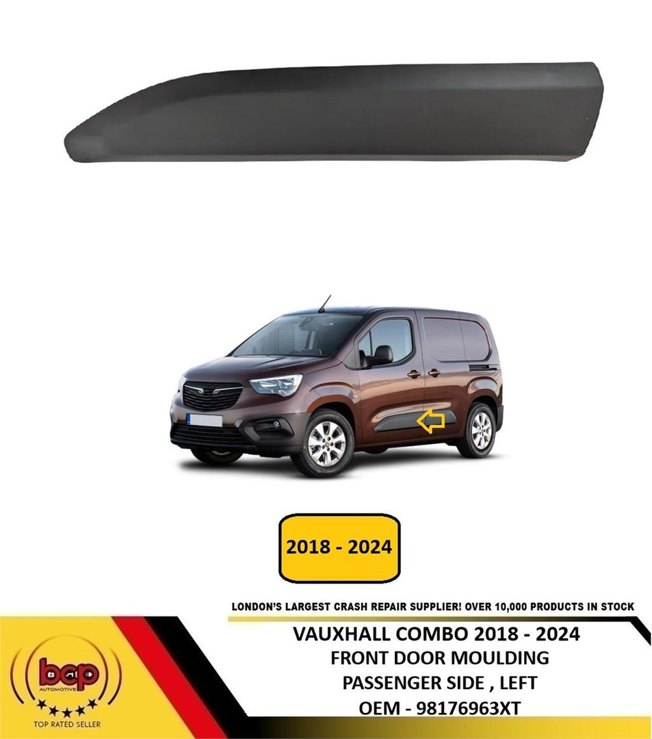 VAUXHALL COMBO VAN 2018 - 2024 FRONT DOOR MOULDING BLACK PASSENGER SIDE LEFT