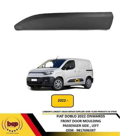 FIAT DOBLO 2020 - 2024 FRONT DOOR MOULDING TRIM BLACK PASSENGER SIDE LEFT