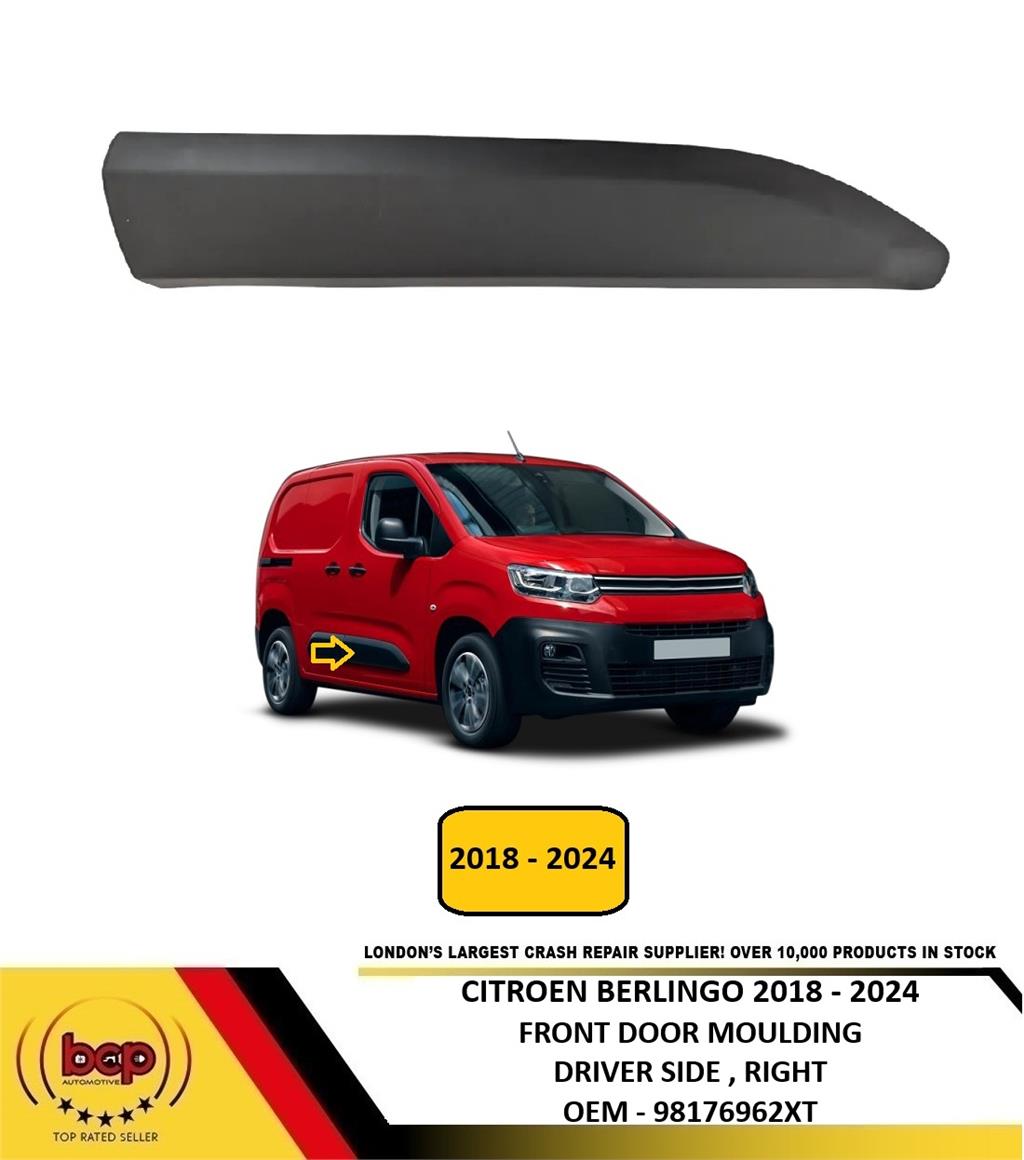 CITROEN BERLINGO VAN 2018 - 2024 FRONT DOOR MOULDING BLACK DRIVER SIDE RIGHT