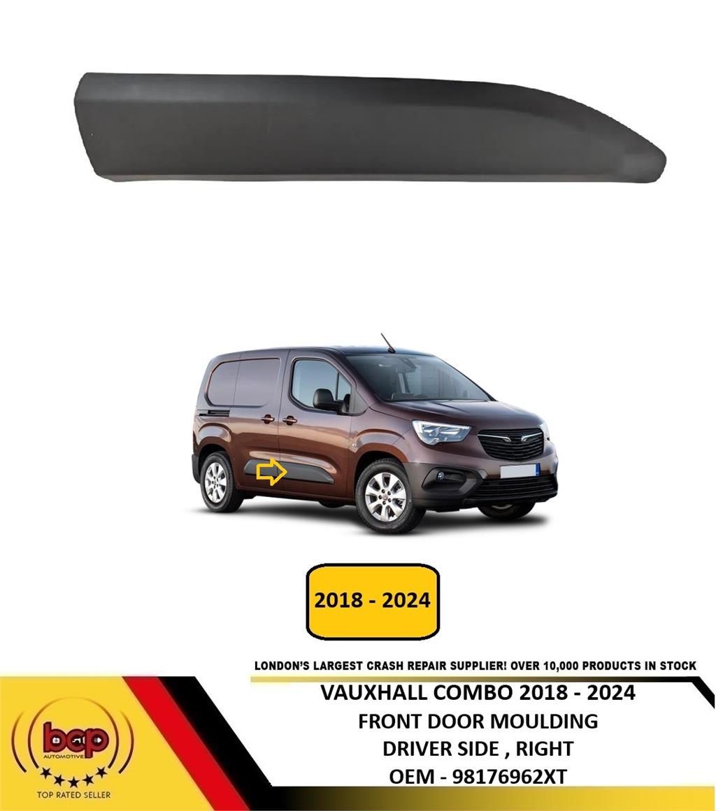 VAUXHALL COMBO VAN 2018 - 2024 FRONT DOOR MOULDING BLACK DRIVER SIDE RIGHT