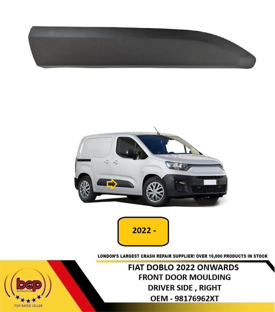 FIAT DOBLO 2022 ONWARDS FRONT DOOR MOULDING BLACK DRIVER SIDE RIGHT