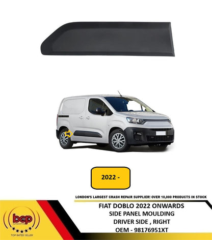 FIAT DOBLO 2022 ONWARDS SIDE PANEL MOULDING BLACK DRIVER SIDE RIGHT NEW