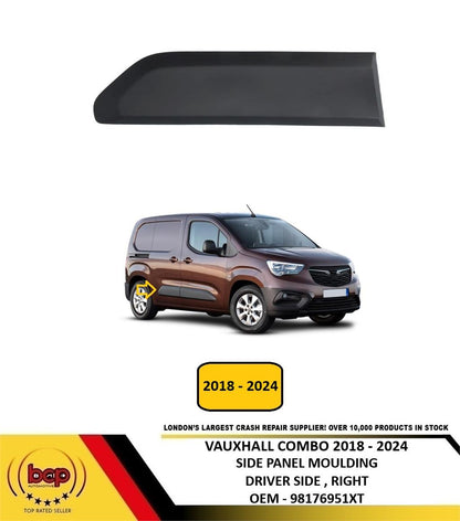 VAUXHALL COMBO 2018 - 2024 SIDE PANEL MOULDING BLACK DRIVER SIDE RIGHT NEW