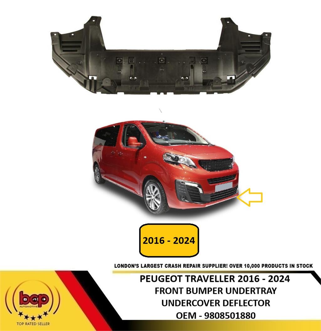 PEUGEOT TRAVELLER 2016-2024 FRONT BUMPER UNDERTRAY DEFLECTOR SPLITTER 9808501880