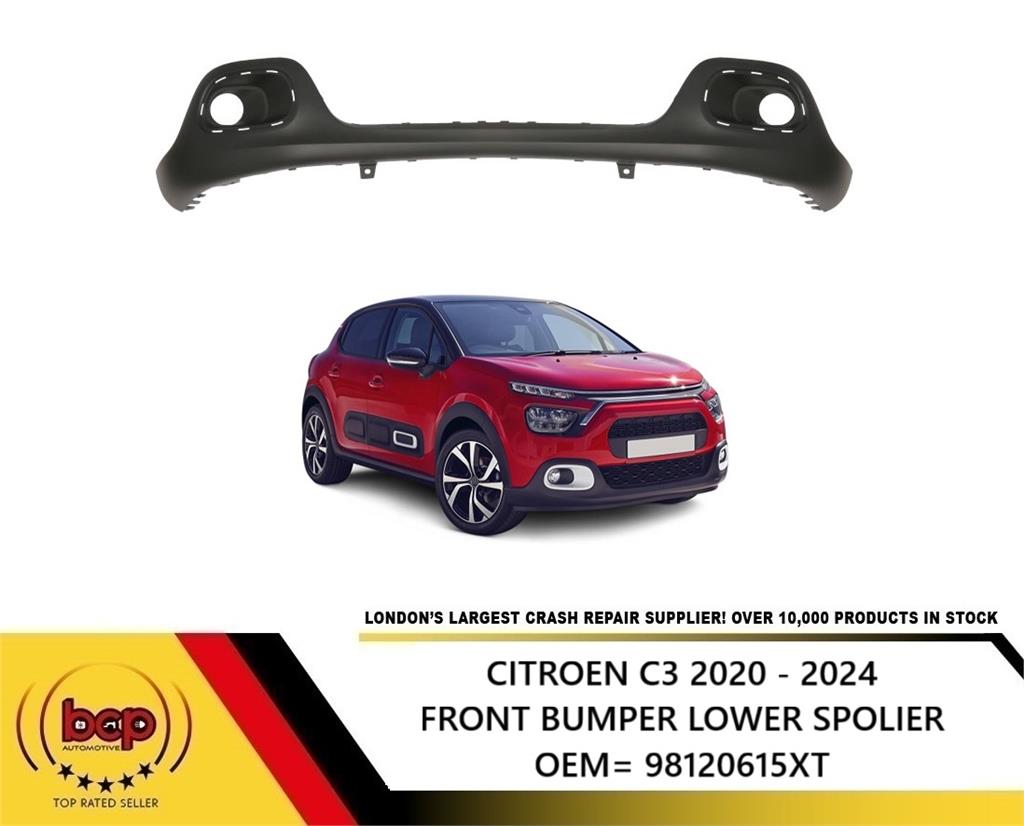 CITROEN C3 2020 - 2024 FRONT BUMPER LOWER NO PARKING SENSOR HOLES 98120615XT