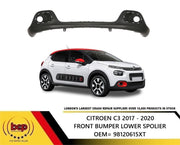 CITROEN C3 2017 - 2020 FRONT BUMPER LOWER SPOLIER NO PARKING SENSOR HOLES