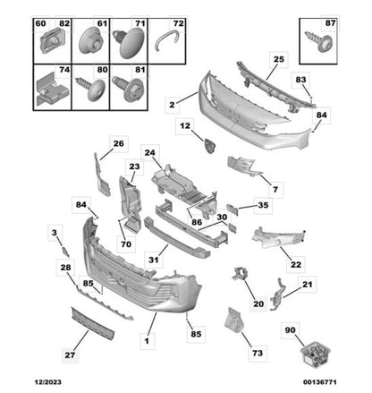 PEUGEOT EXPERT 2023 ON FRONT BUMPER TEXTURED BLACK NO PDC HOLES NEW 16931978XT 3