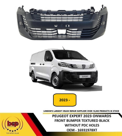 PEUGEOT EXPERT 2023 ON FRONT BUMPER TEXTURED BLACK NO PDC HOLES NEW 16931978XT 3