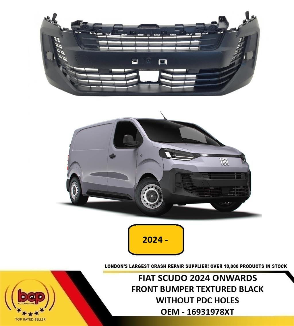 FIAT SCUDO 2024 ON FRONT BUMPER TEXTURED BLACK NO PDC HOLES NEW 16931978XT 2