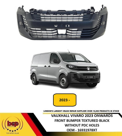 VAUXHALL VIVARO 2023 ON FRONT BUMPER TEXTURED BLACK NO PDC HOLES NEW 16931978XT 1