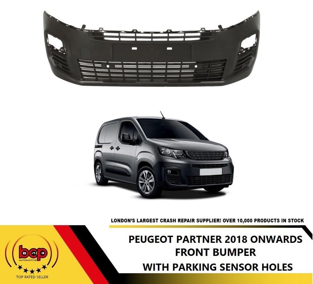 PEUGEOT PARTNER 2018 ONWARDS FRONT BUMPER TEXTURED BLACK PARKING SENSORS HOLES