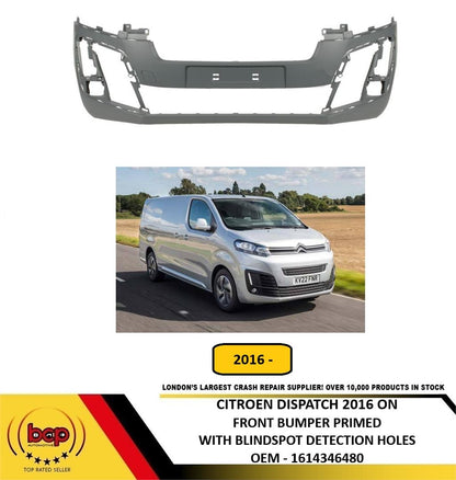 CITROEN DISPATCH 2016 ON FRONT BUMPER PRIMED WITH BLINDSPOT DETECTION HOLES