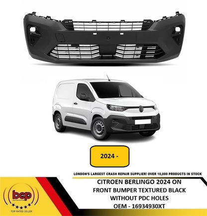 CITROEN BERLINGO 2024 ON FRONT BUMPER TEXTURED BLACK NO PDC HOLES NEW 16934930XT