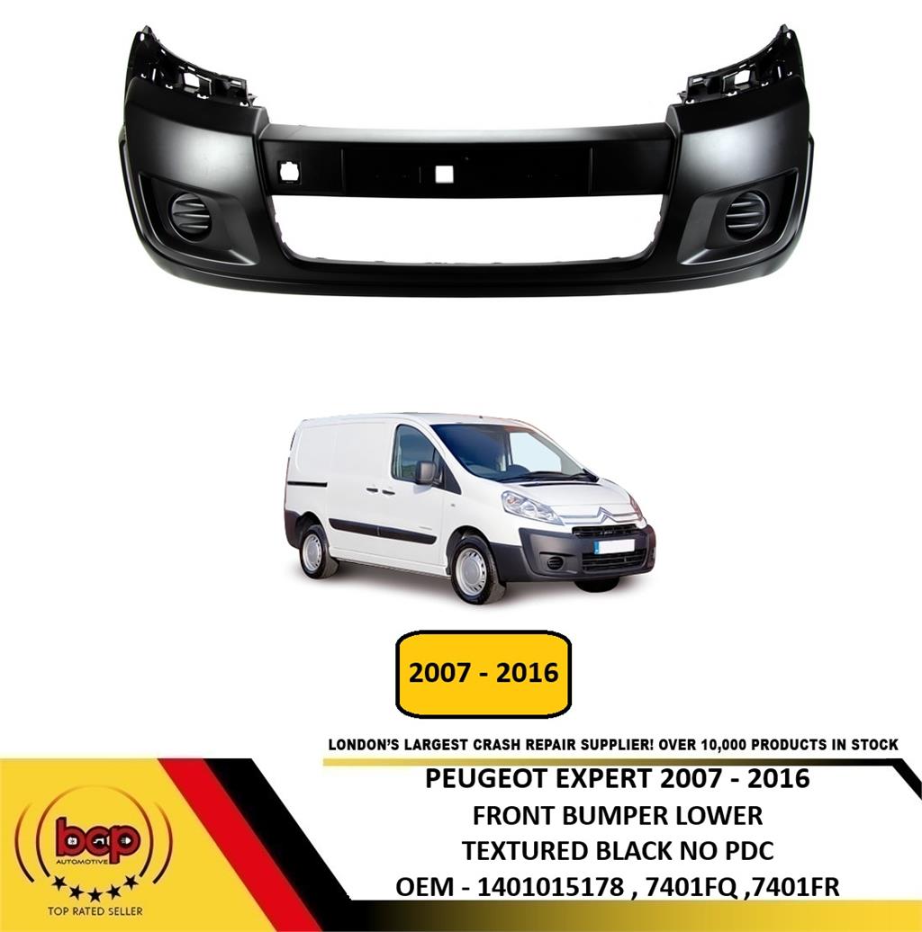 PEUGEOT EXPERT 2007 – 2016 FRONT BUMPER  TEXTURED BLACK NO FOG HOLES CERTIFIED