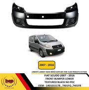 FIAT SCUDO 2007 – 2016 FRONT BUMPER  TEXTURED BLACK NO FOG HOLES CERTIFIED