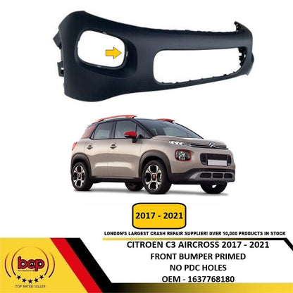 CITROEN C3 AIRCROSS 2017 – 2021 FRONT BUMPER PRIMED WITHOUT PARKING SENSOR HOLES