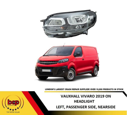 VAUXHALL VIVARO 2019 ON HEADLAMP HEADLIGHT LEFT PASSENGER SIDE 9808567980