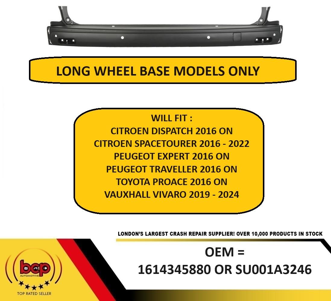 Vauxhall Vivaro 2019 - 2024 REAR BUMPER BLACK PARKING SENSORS LONG WHEEL BASE