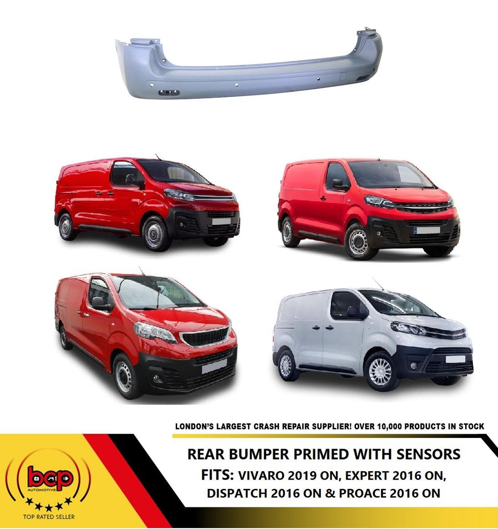 CITROEN DISPATCH 2016 ON REAR BUMPER PRIMED WITH PARKING SENSORS 1614328380