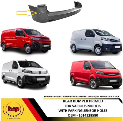 VAXUHALL VIVARO 2019 ON REAR BUMPER PRIMED WITH PARKING ASSIST HOLES SWB MODELS