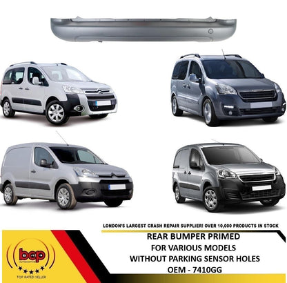 CITROEN BERLINGO 2008 – 2018 REAR BUMPER PRIMED NO PARKING SENSOR HOLES