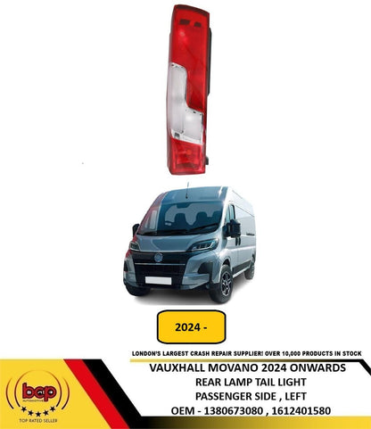 VAUXHALL MOVANO 2024 ONWARDS REAR LIGHT TAIL LIGHT LAMP PASSENGER SIDE LEFT NEW