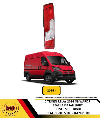 CITROEN RELAY 2024 ONWARDS REAR LIGHT TAIL LIGHT LAMP DRIVER SIDE RIGHT NEW