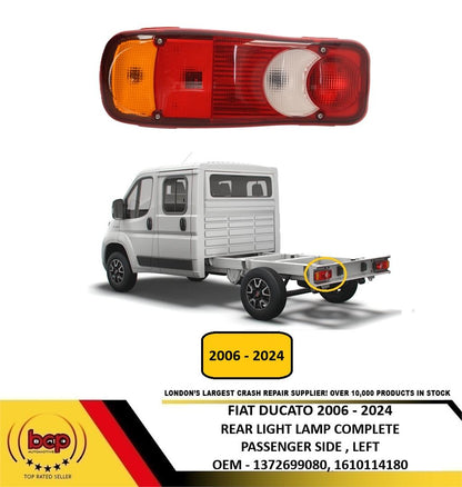 FIAT DUCATO 2006 – 2024 REAR LIGHT COMPLETE LAMP FITS CHASIS CAB PASSENGER LEFT