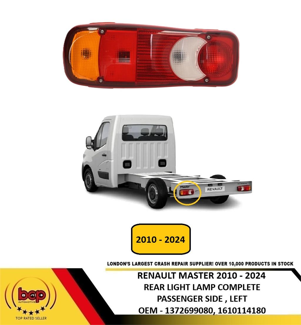 RENAULT MASTER 2010–2024 REAR LIGHT COMPLETE LAMP FITS CHASIS CAB PASSENGER LEFT