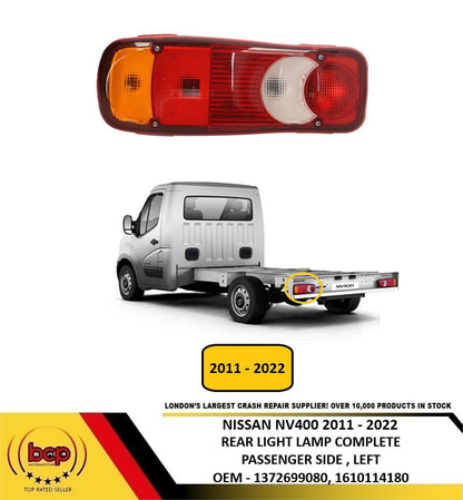 NISSAN NV400 2011 - 2022 REAR LIGHT COMPLETE LAMP FITS CHASIS CAB PASSENGER LEFT