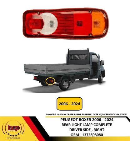 PEUGEOT BOXER 2006 - 2024 REAR LIGHT COMPLETE LAMP CHASIS CAB DRIVER SIDE RIGHT
