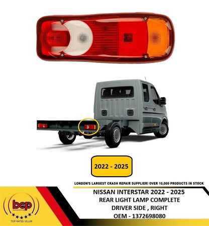 NISSAN INTERSTAR 2022 - 2025 REAR LIGHT COMPLETE LAMP CHASIS CAB DRIVER RIGHT