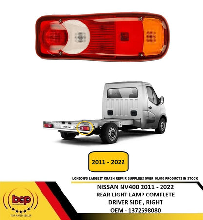 NISSAN NV400 2011 - 2022 REAR LIGHT COMPLETE LAMP CHASIS CAB DRIVER SIDE RIGHT