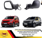 PEUGEOT PARTNER 2018 ON DOOR MIRROR WING MIRROR ELECTRIC HEATED BLACK LEFT
