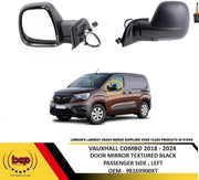 VAUXHALL COMBO 2018-2024 DOOR MIRROR WING MIRROR ELECTRIC HEATED BLACK LEFT