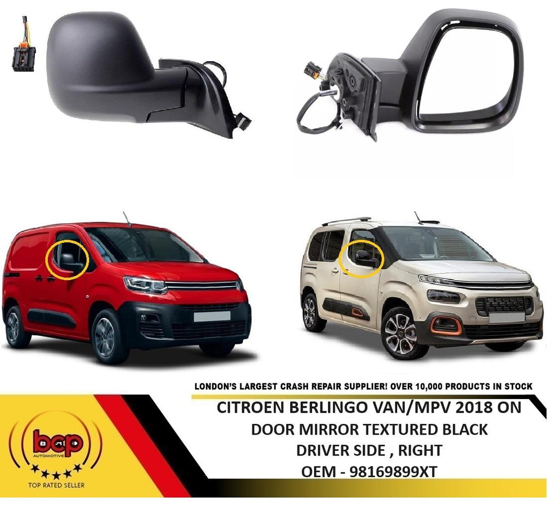 CITROEN BERLINGO 2018 ON DOOR MIRROR WING MIRROR ELECTRIC HEATED BLACK RIGHT