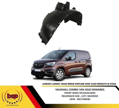 VAUXHALL COMBO VAN  2018 ONWARDS  FRONT WING SPLASHGUARD PASSENGER SIDE LEFT