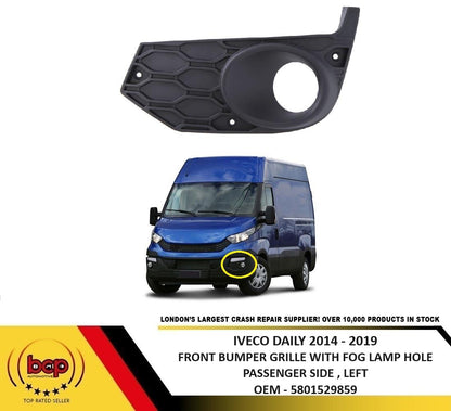IVECO DAILY 2014 – 2019 FRONT BUMPER GRILLE WITH FOG LAMP HOLE PASSENGER LEFT