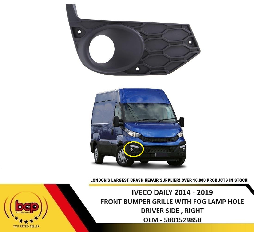 IVECO DAILY 2014–2019 FRONT BUMPER GRILLE WITH FOG LAMP HOLE DRIVERS SIDE RIGHT